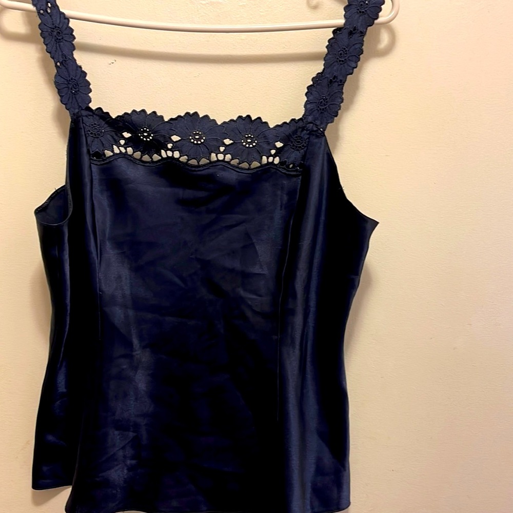 Mark and Spencer satin cami in midnight blue.